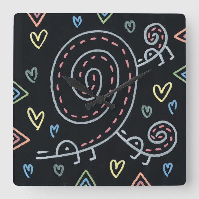 Happy Happy Birds Square Wall Clock (Front)