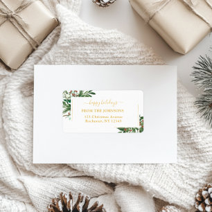 Happy Happy Holidays-Christmas Classic, Rustic, Fe Label