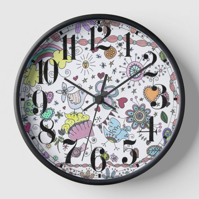 Happy Happy Joy Joy Doodle Clock (Front)