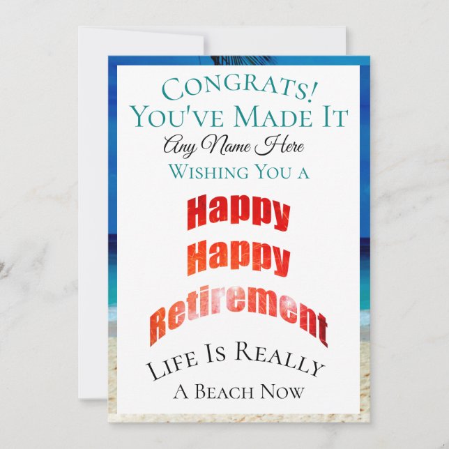Happy Happy Retirement Congrats and Name - Card (Front)