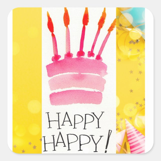 HAPPY HAPPY SQUARE STICKER (Front)