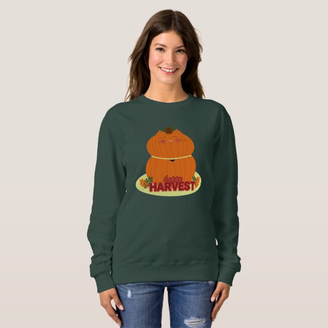 Happy Harvest Pumpkin Cat Sweatshirt (Front Full)