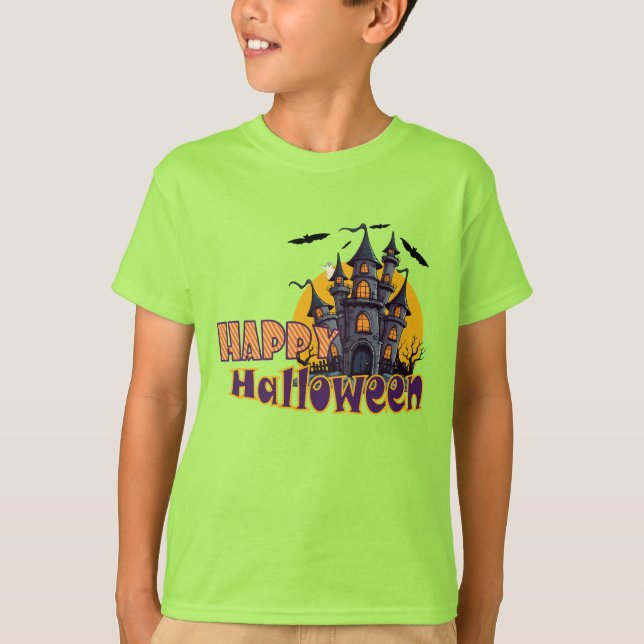 Happy Haunted House Halloween Spooky T-Shirt (Front)