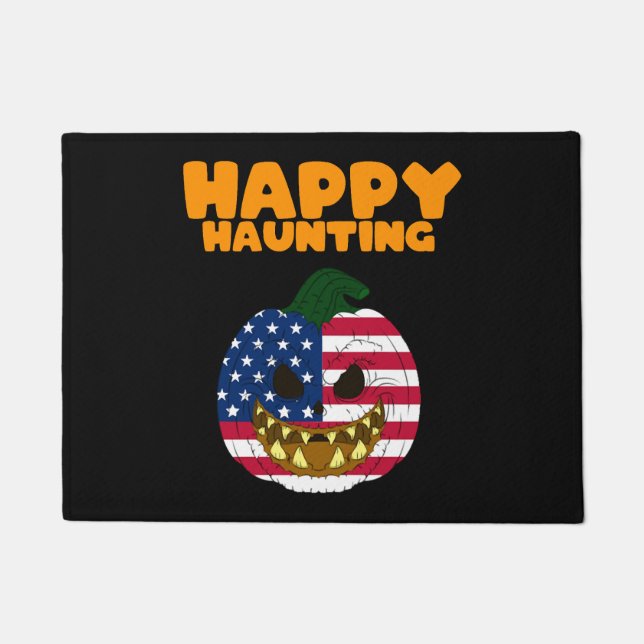 Happy Haunting Funny Halloween Men American Horror Doormat (Front)