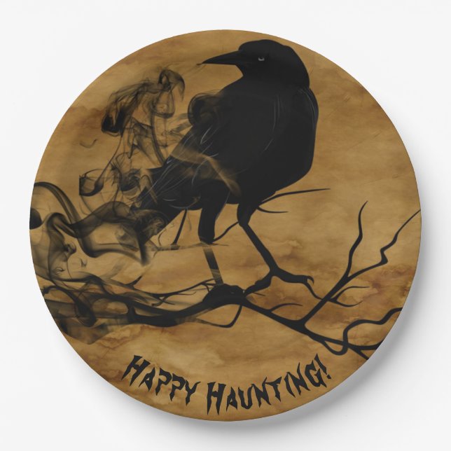 Happy Haunting Halloween Paper Plate (Front)