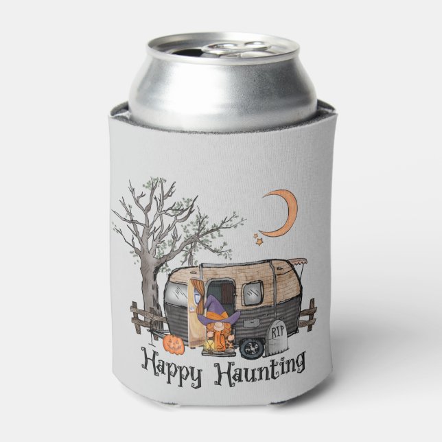 Happy Haunting – Spooky Witch and Camper Van Can Cooler (Can Front)