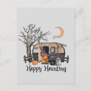 Happy Haunting – Spooky Witch and Camper Van Postcard