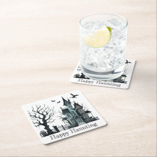 Happy Haunting  Square Paper Coaster