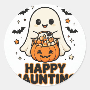 Happy Haunting Sticker – Cute Ghost Candy