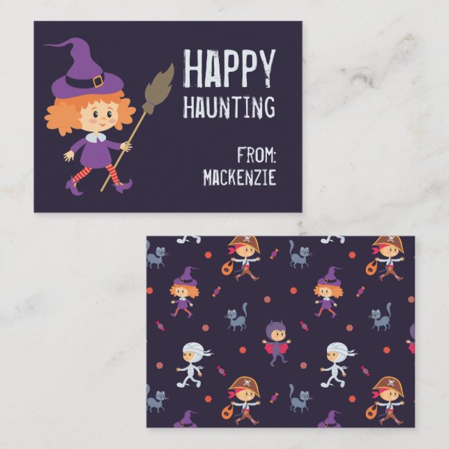 Happy Haunting Witch Halloween Classroom Card (Front/Back)