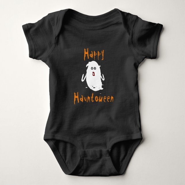 Happy Hauntoween Ghost Baby Bodysuit (Front)
