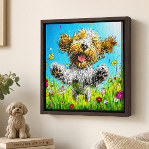 Happy Havanese Dog Colourful Wildflower Meadow Canvas Print