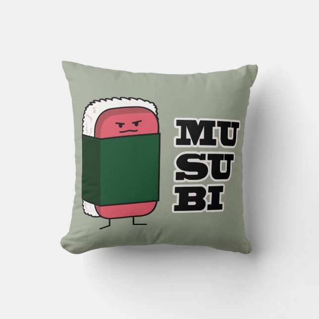 Happy Hawaiian Musubi Sushi Nori seaweed Cushion (Front)