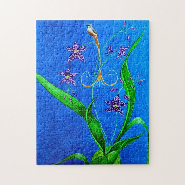 Happy Hawaiian Orchid Bird Jigsaw Puzzle (Vertical)