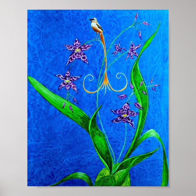 Happy Hawaiian Orchid Bird Poster (Front)