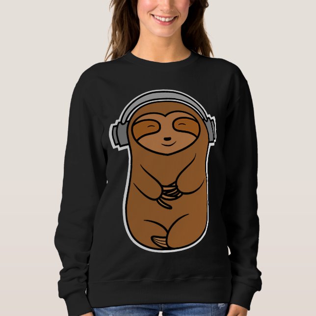 Happy Headphones Sloth Sweatshirt (Front)