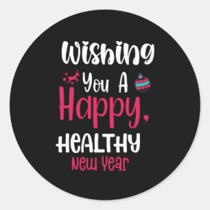 Happy Healthy New Year Classic Round Sticker