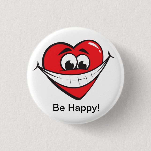Happy Heart 3 Cm Round Badge (Front)