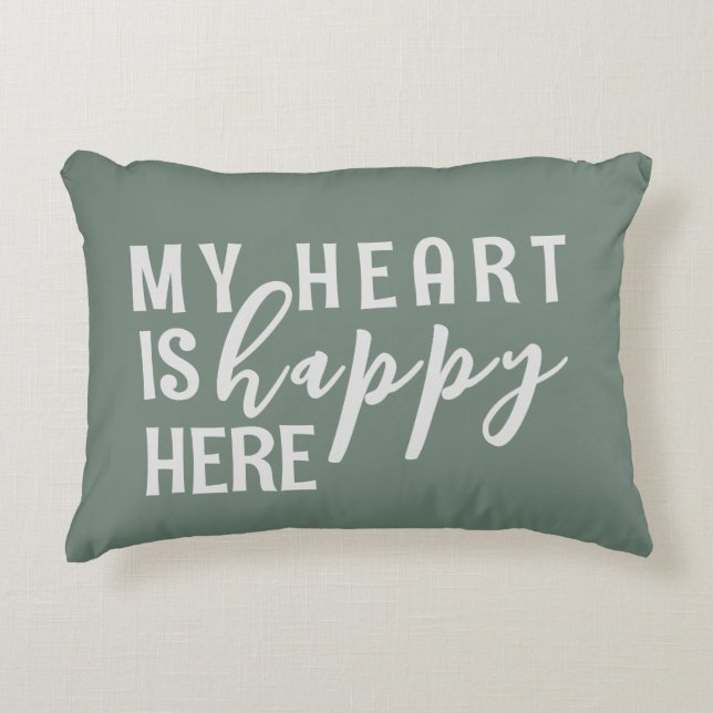 Happy Heart Cotton Accent Pillow (Front)