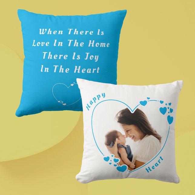 Happy Heart Custom Quote Photo Pillow (Creator Uploaded)