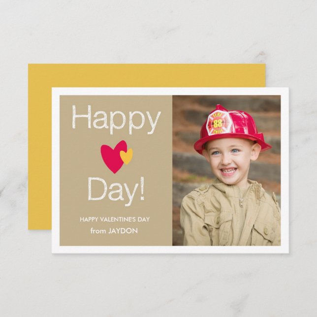 Happy Heart Day Valentine Photo Card (Front/Back)