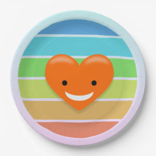 Happy heart paper plate