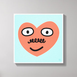 Happy Heart - With Moustache (1 of 4) Canvas Print