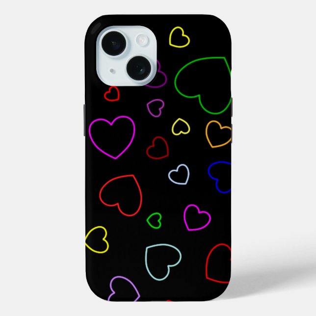 Happy Hearts 2 - Colourful - Cute Girly Case - (Back)