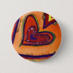 Happy Hearts Art Button or Pendant Pins