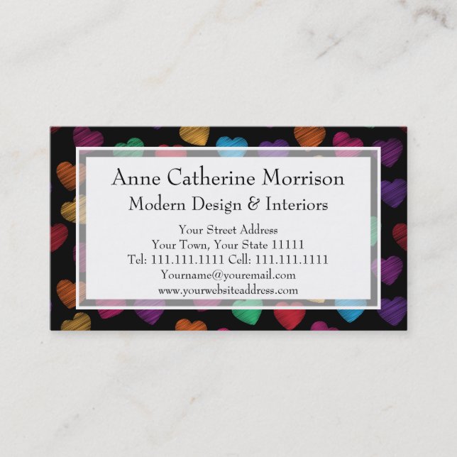 Happy Hearts Babysitter, Child Care, Designer Business Card (Front)