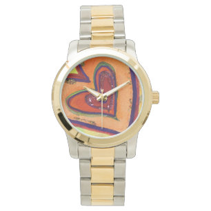 Happy Hearts Colourful Art Custom Watch Design