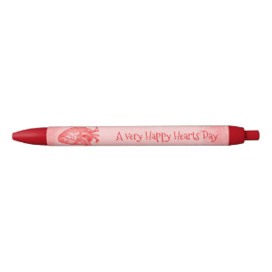 Happy Hearts Day Valentine Black Ink Pen
