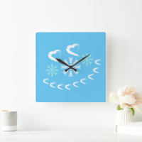 Happy Hearts Snowflake Square Wall Clock