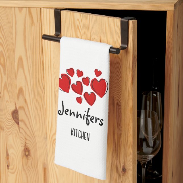 Happy Hearts Valentine Custom Kitchen Towel (Thirds Fold)
