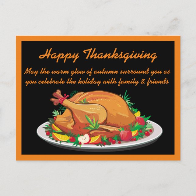 Happy Heartwarming Thanksgiving Greeting Postcard (Front)