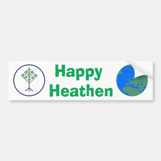 Happy Heathen Bumper Sticker (Front)