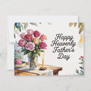 Happy Heavenly Father’s Day Floral Memorial Card