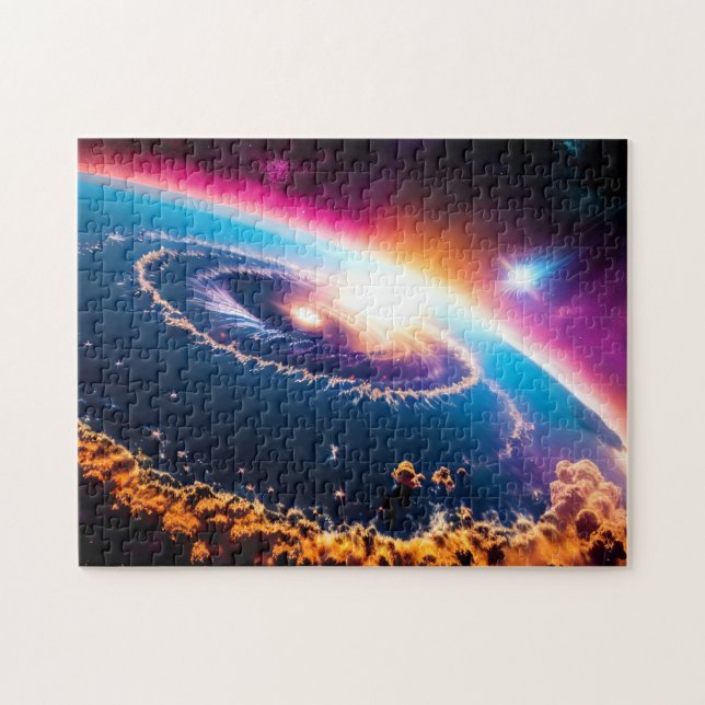 Happy Heavenly Glowing Earth Spins Jigsaw Puzzle (Horizontal)