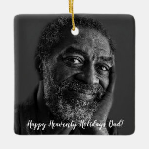 "Happy Heavenly Holidays" Photo Memorial Christmas Ceramic Ornament