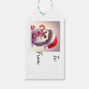 Happy Hedgehog Candy Cane Christmas  Gift Tags