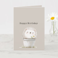 Happy Hedgehog in Bucket Daisy Flower Birthday