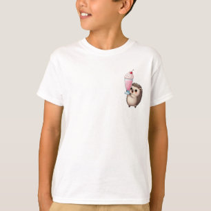 Happy Hedgehog Pink Milkshake Kids T-Shirt