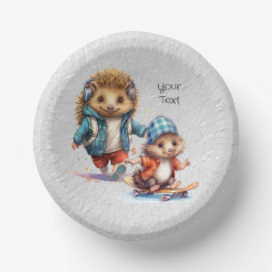 Happy Hedgehog Watercolor Paper Bowl Plate