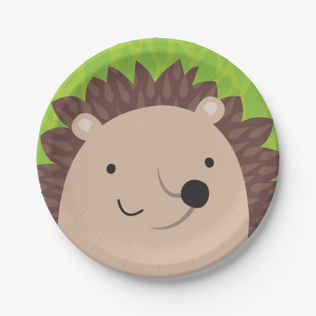 Happy Hedgehog - Woodland Friends Paper Plate (Front)