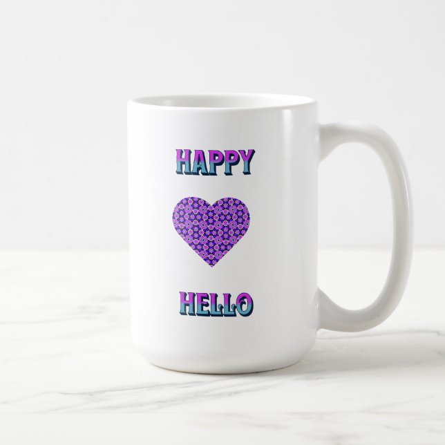 HAPPY HELLO COLORFUL HEART COFFEE MUG (Right)