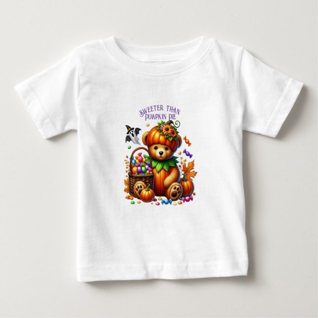 Happy Helloween Cute Wizard Bear Baby T-Shirt (Front)