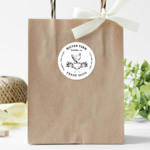 Happy Hens Laurel Branch Egg Carton Round Sticker