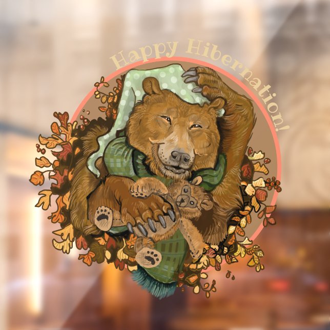 Happy Hibernation Cuddly Bear Window Cling (Sheet 2)