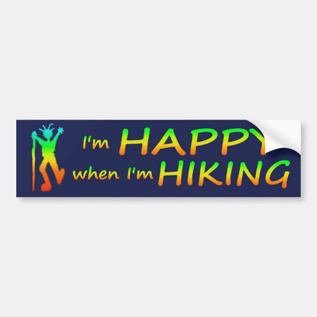 Happy Hiking Multicolor Bumper Sticker (Front)