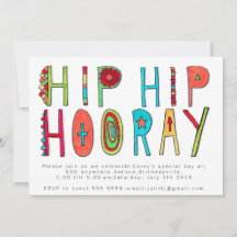 Happy Hip Hip Hooray Birthday Party Invite